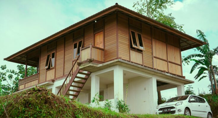 brown and white wooden house